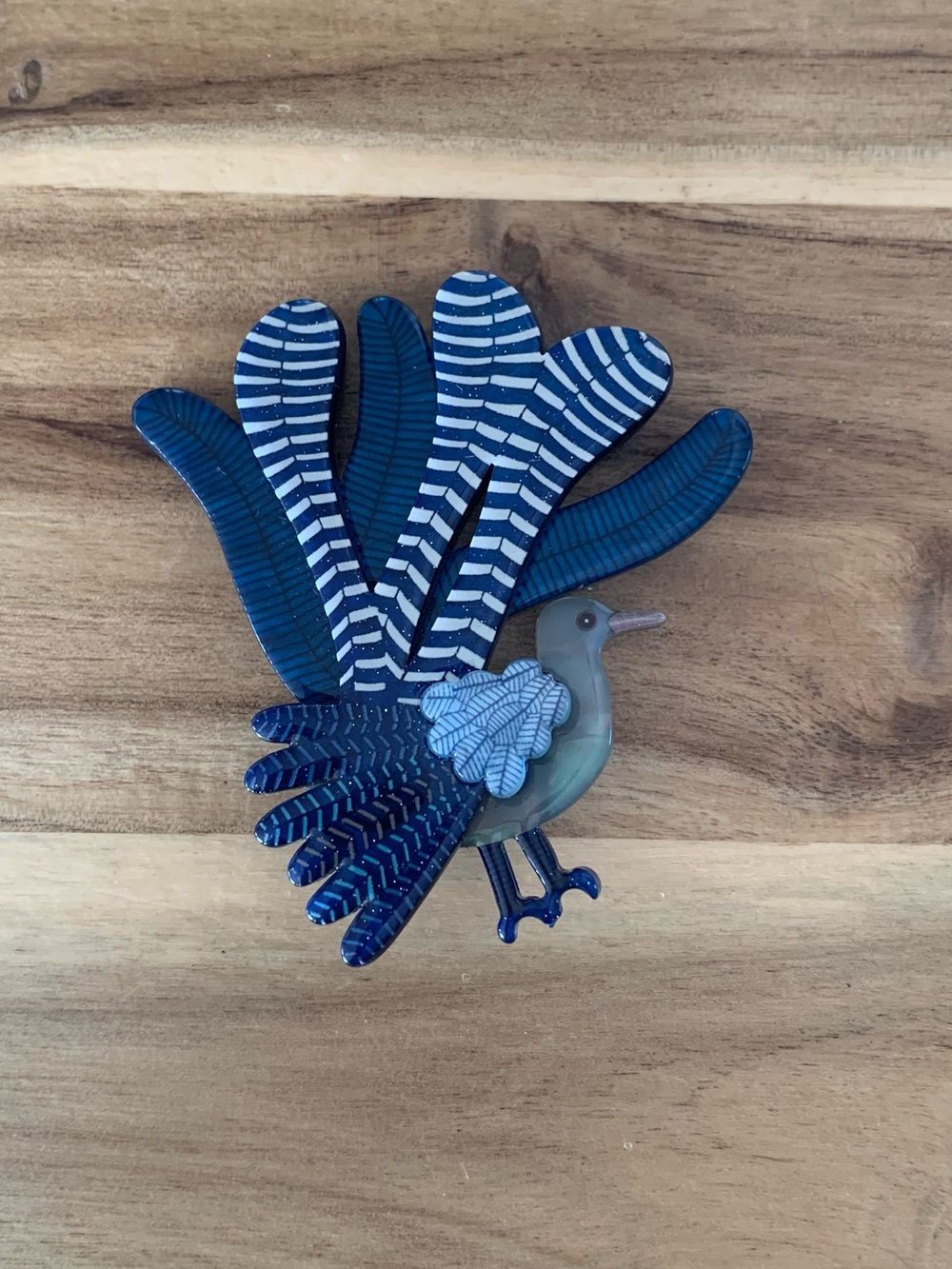 Erstwilder Lilly Lyre Bird Brooch peacock Pin New with defect